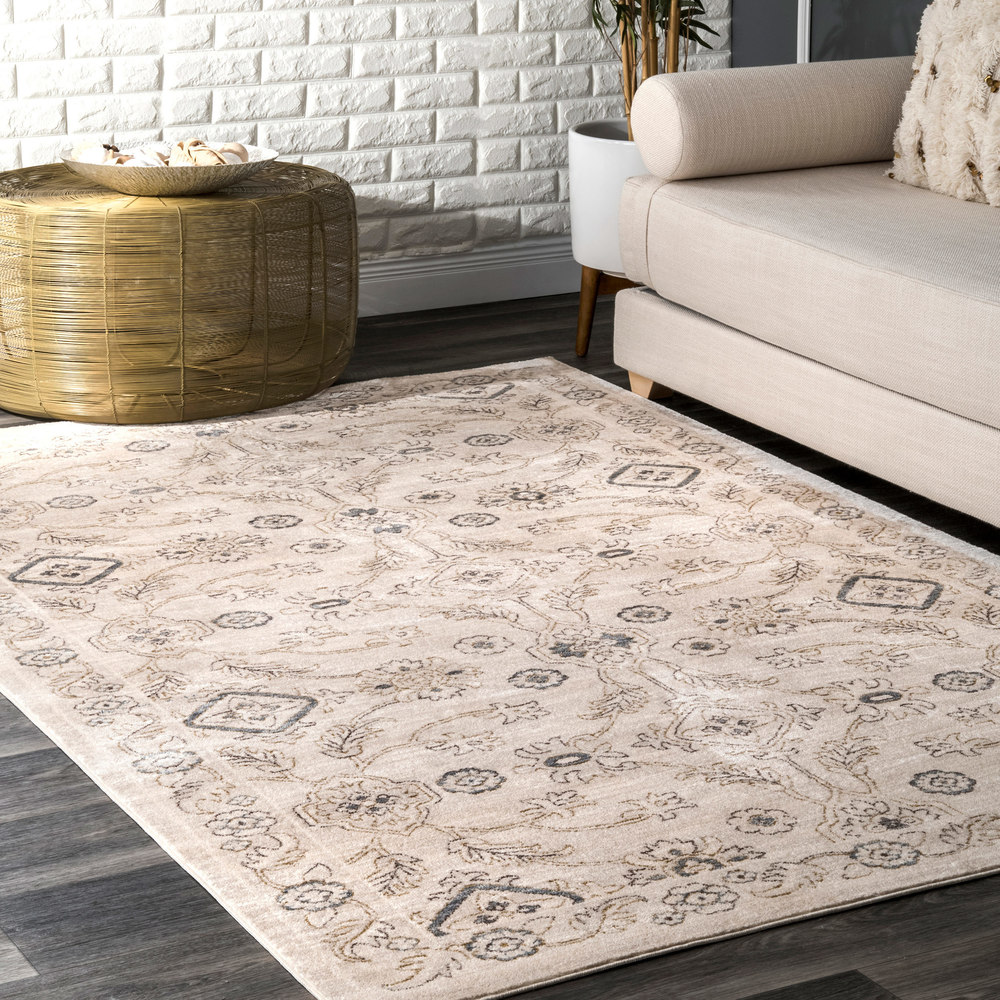 Nuloom Beige Vintage Floral Border Area Rug