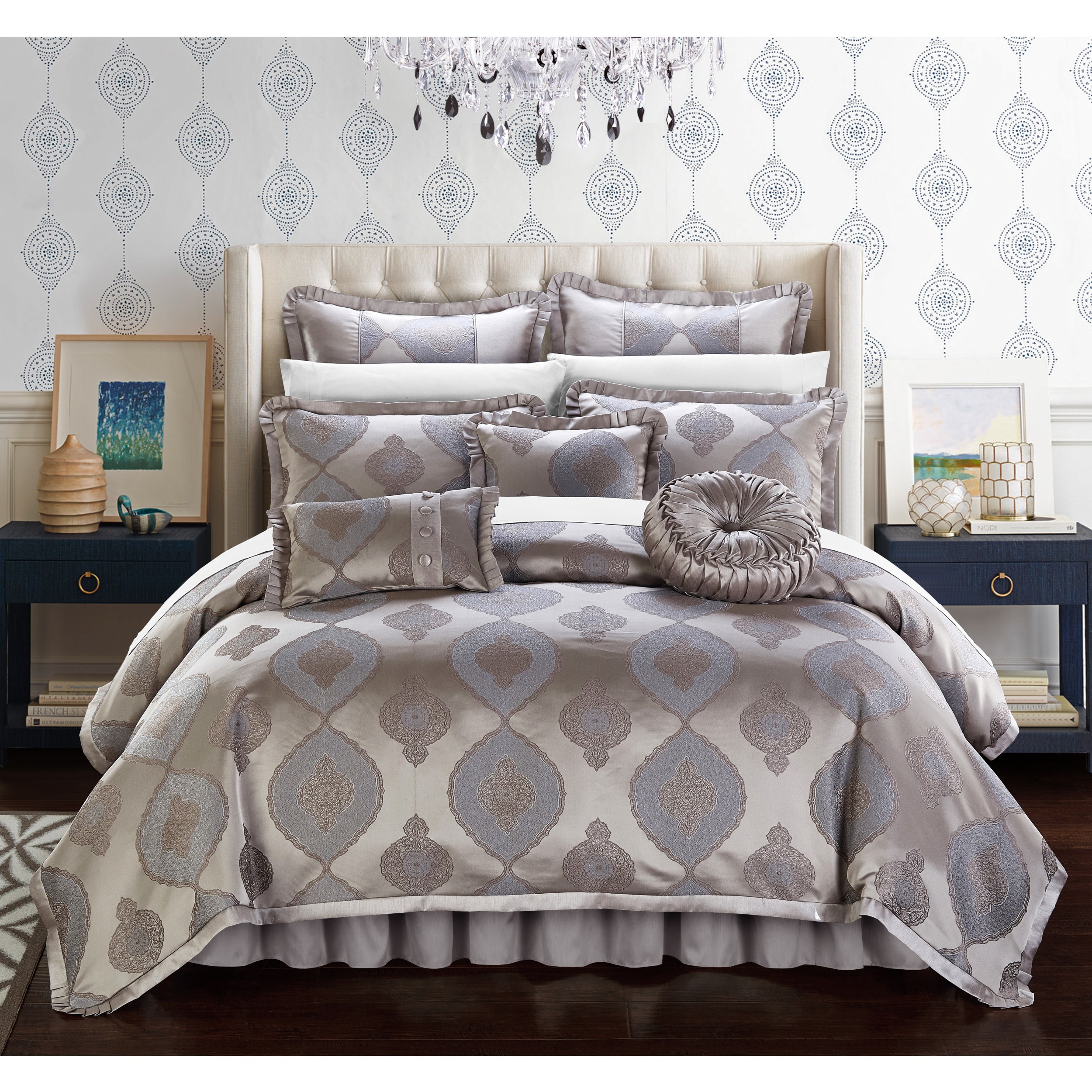 Shop Chic Home Felicci Taupe Faux Silk With Pleated Flange 13