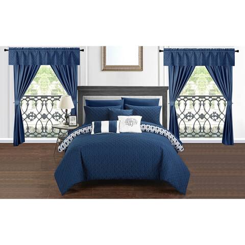 Chic Home Liron 20 Piece Navy Comforter Set Reversible Bed in a Bag