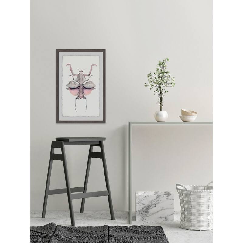 'Prehistoric Pink Bug' Framed Painting Print - Multi-Color