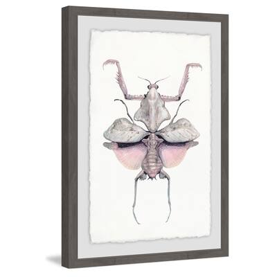 'Prehistoric Pink Bug' Framed Painting Print - Multi-Color