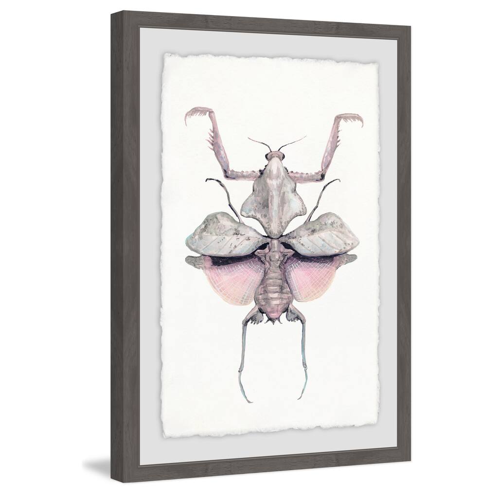'Prehistoric Pink Bug' Framed Painting Print - Multi-Color