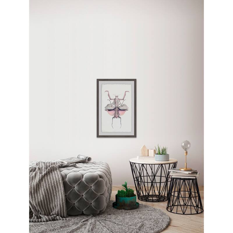 'Prehistoric Pink Bug' Framed Painting Print - Multi-Color