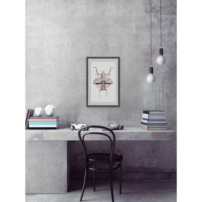 'Prehistoric Pink Bug' Framed Painting Print - Multi-Color