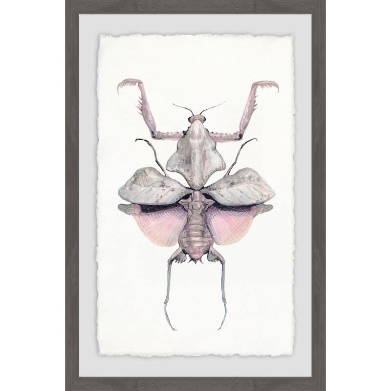 'Prehistoric Pink Bug' Framed Painting Print - Multi-Color