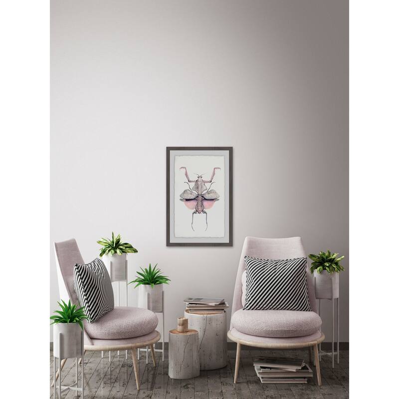 'Prehistoric Pink Bug' Framed Painting Print - Multi-Color