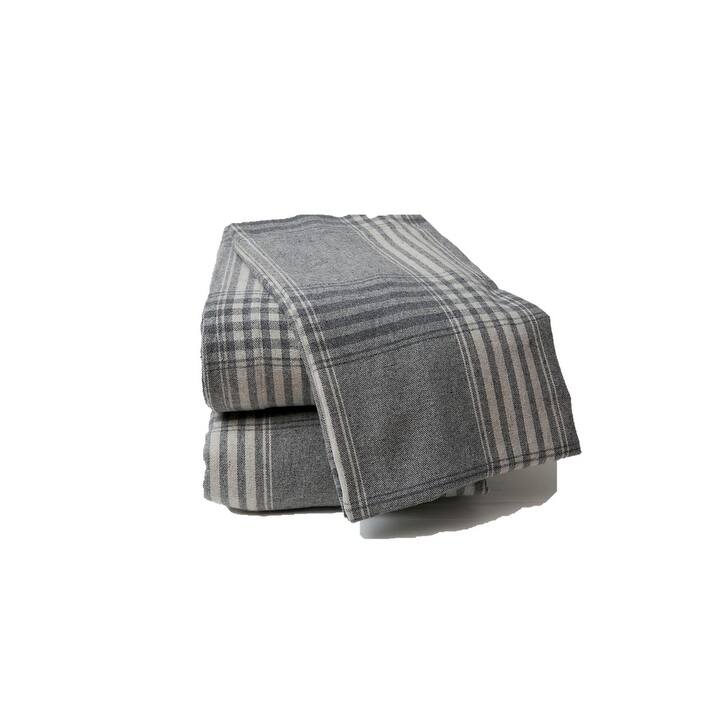 Flannel Plaid Bed Sheet Set - german grey - King - 4 Piece