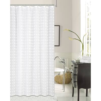 Dainty Home Cut Flower Linen Look Fabric Shower Curtain