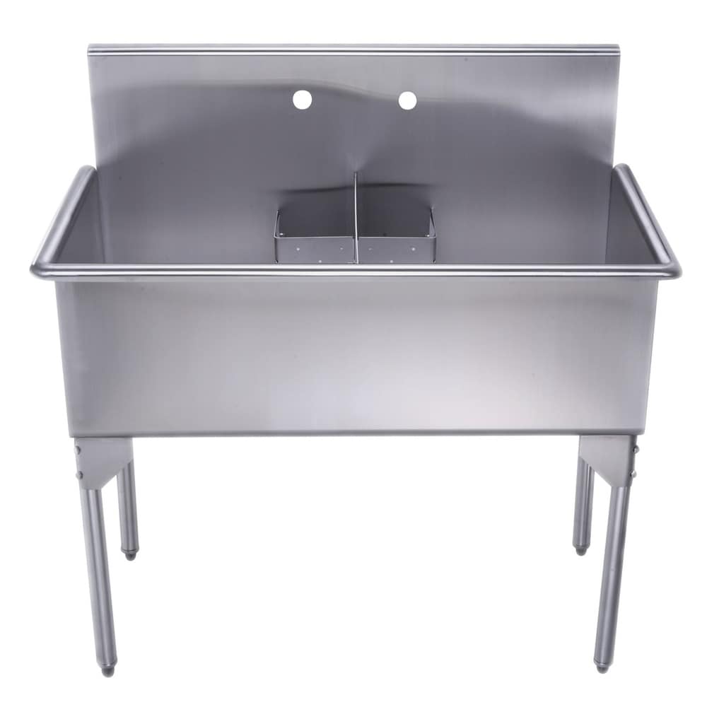 Whitehaus Collection Double Bowl Commerical Style Utility Sink (Utility - Two holes - 16)