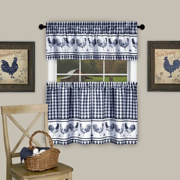 Shop 3 Piece Barnyard Buffalo Check Rooster Tier And Valance