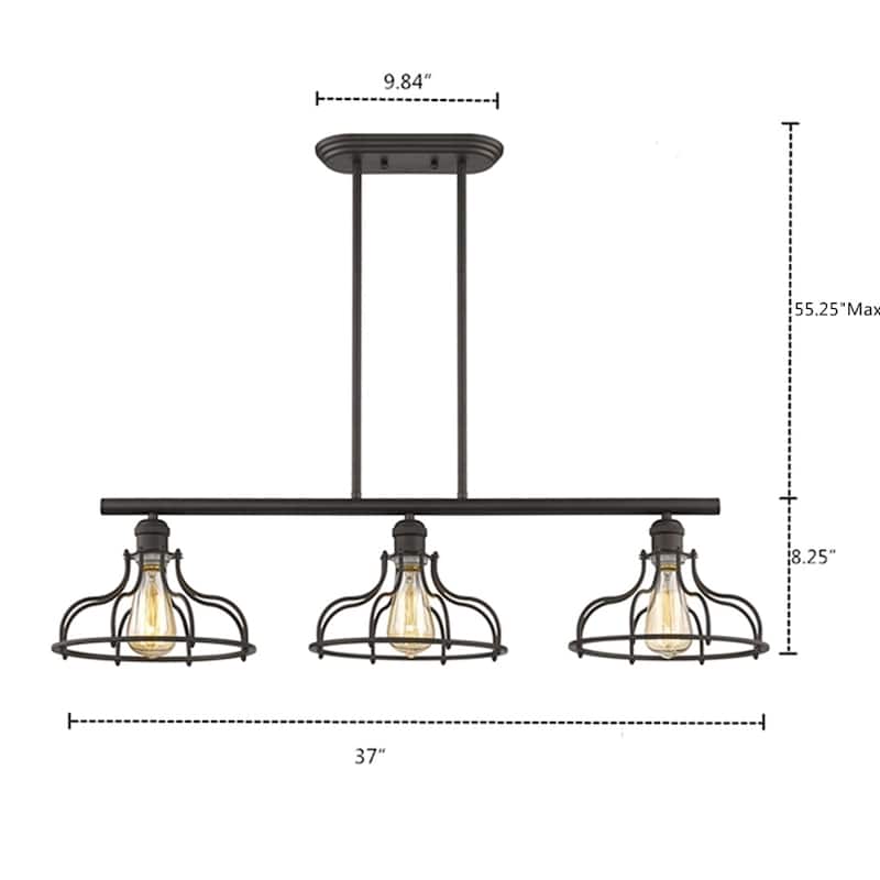3-light Oil Rubbed Bronze Island Pendant