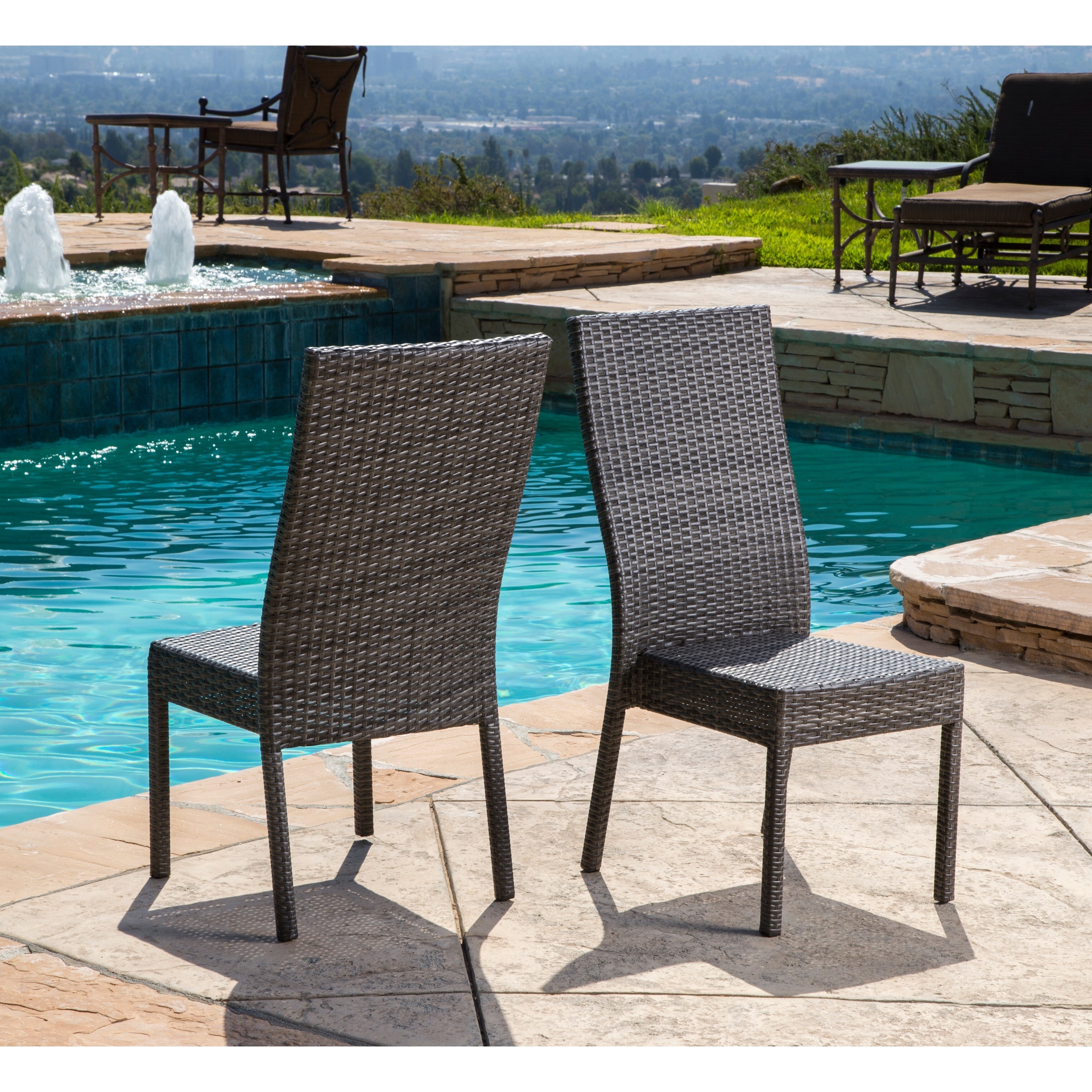 Shop Abbyson Palermo Outdoor Wicker Patio Dining Chair Set Of 2