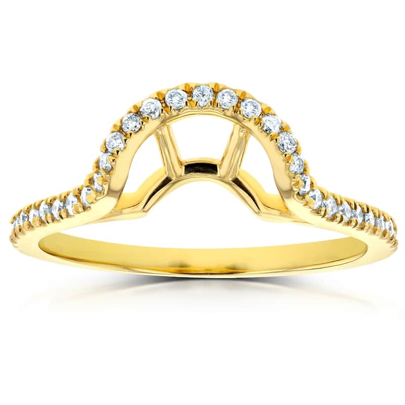 Annello by Kobelli 14k Gold 1/4ct TDW Diamond Notched Basket Curve Wedding Band