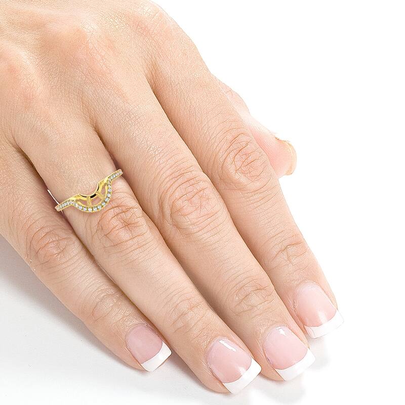 Annello by Kobelli 14k Gold 1/4ct TDW Diamond Notched Basket Curve Wedding Band