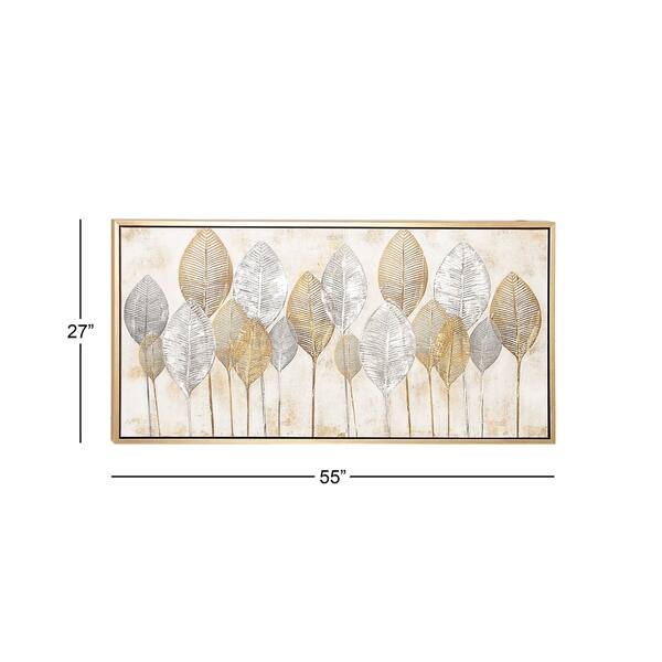 Shop Large Rectangular Gold Silver Leaves Acrylic Painting Wall