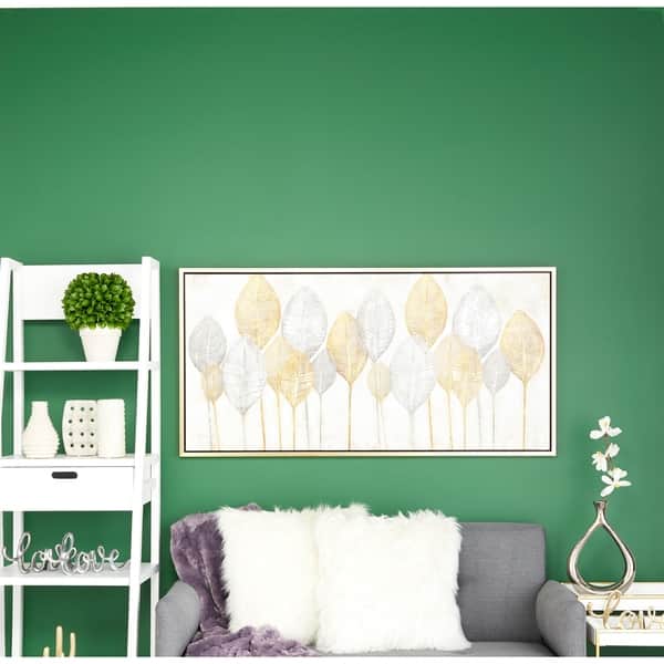 Shop Large Rectangular Gold Silver Leaves Acrylic Painting Wall