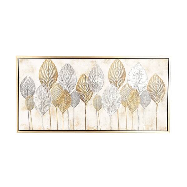 Shop Large Rectangular Gold Silver Leaves Acrylic Painting Wall