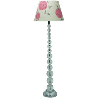 Chambord Chrome Floor Lamp with 16 Pink Floral Empire Lamp