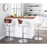 Carson Carrington Visby Mid-century Modern Adjustable Walnut Wood and Faux Leather Barstool - N/A