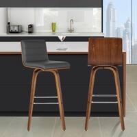 Carson Carrington Skara 26-inch Swivel Counter Height Barstool in Walnut Wood Finish with PU Upholstery