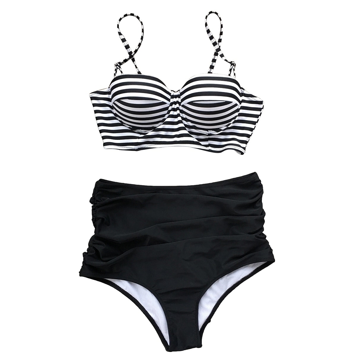 push up bikini top with high waisted bottoms