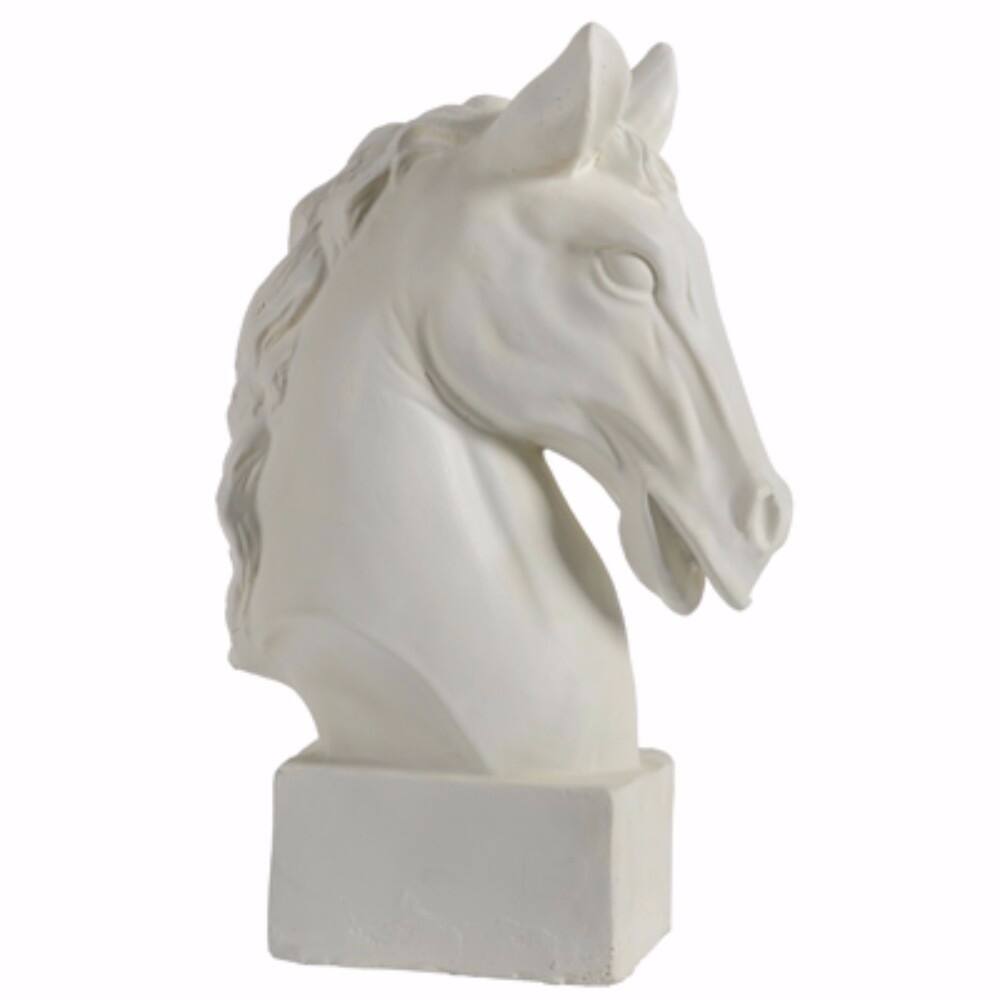 Striking Accent Ceramic Equine Bust Statue, White