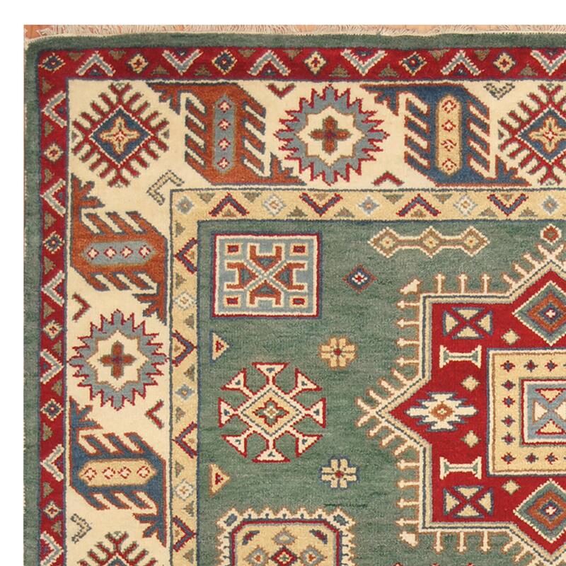 Handmade Kazak Wool Rug (India) - 6' x 9'
