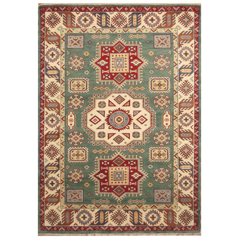 Handmade Kazak Wool Rug (India) - 6' x 9'