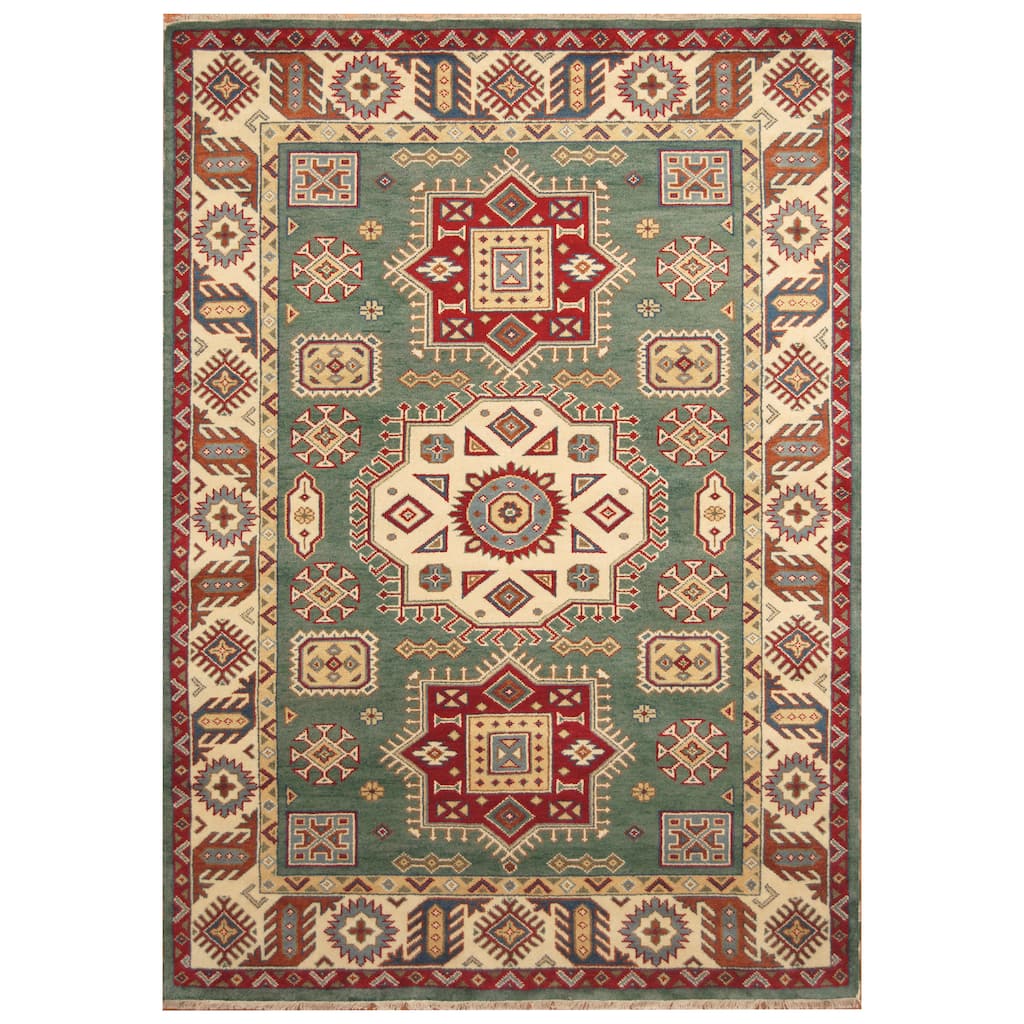 Handmade Kazak Wool Rug (India) - 6' x 9'