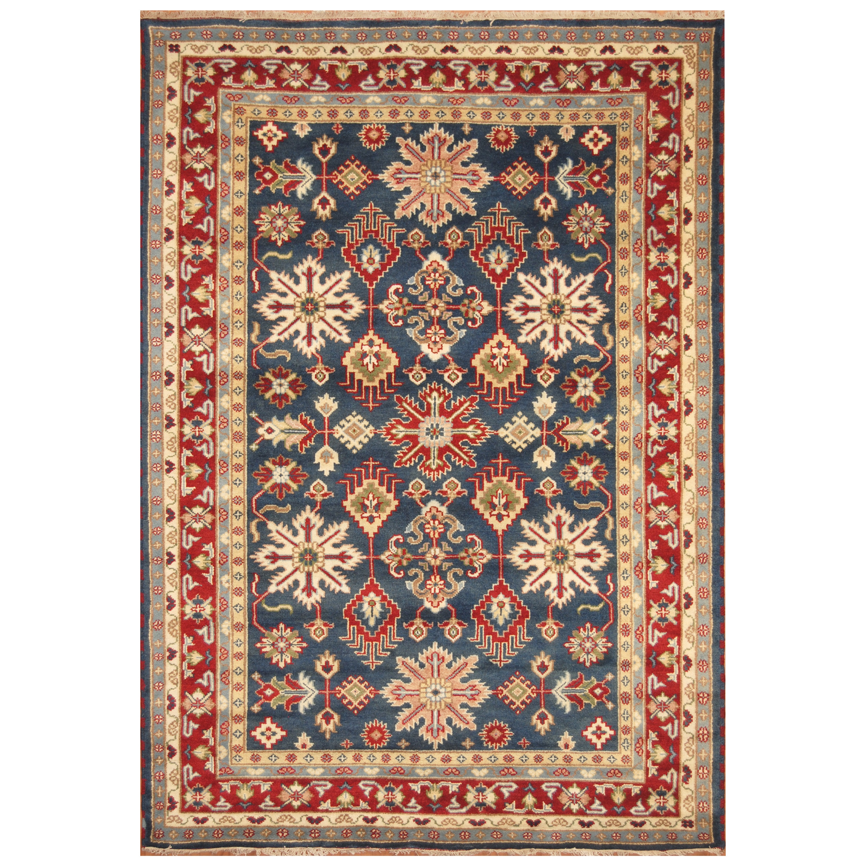 Handmade Kazak Wool Rug (India) - 6' x 9'