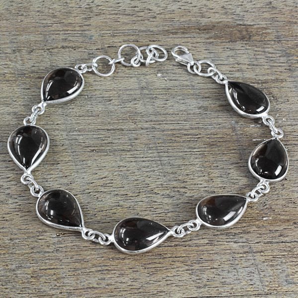 Handmade Sterling Silver Mystical Dewdrops Smoky Quartz Bracelet Handmade Sterling Silver X27 Mystical Dewdrops Smoky Quartz Bracelet