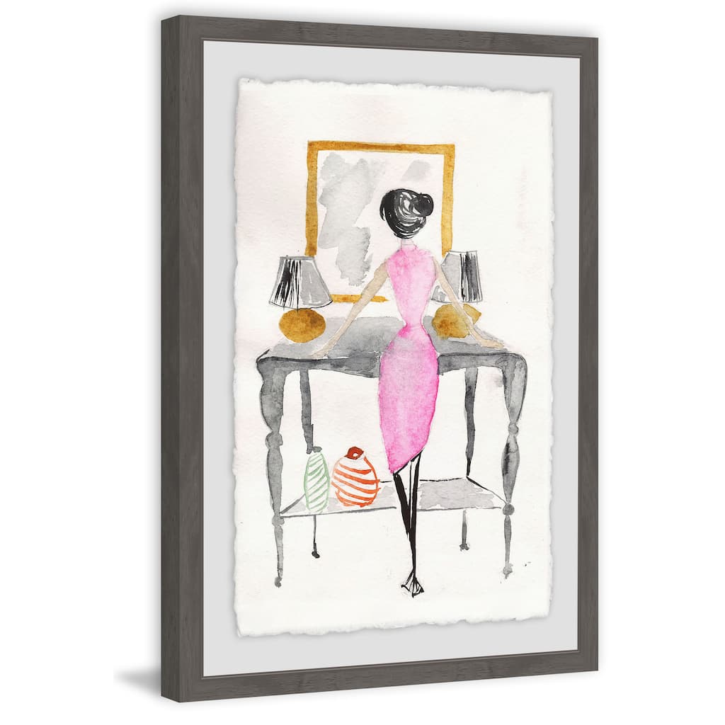 'Pretty Pink Dress' Framed Painting Print - Multi-Color