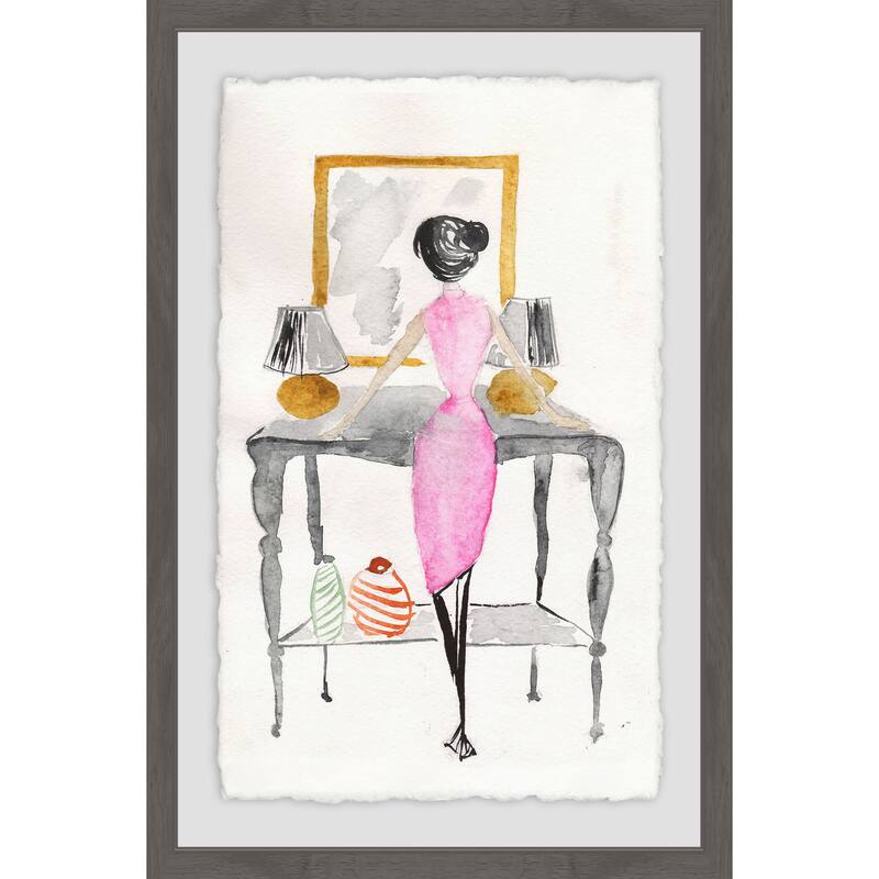 'Pretty Pink Dress' Framed Painting Print - Multi-Color
