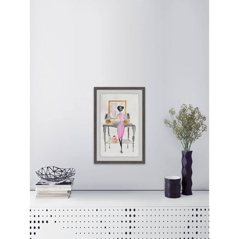 'Pretty Pink Dress' Framed Painting Print - Multi-Color