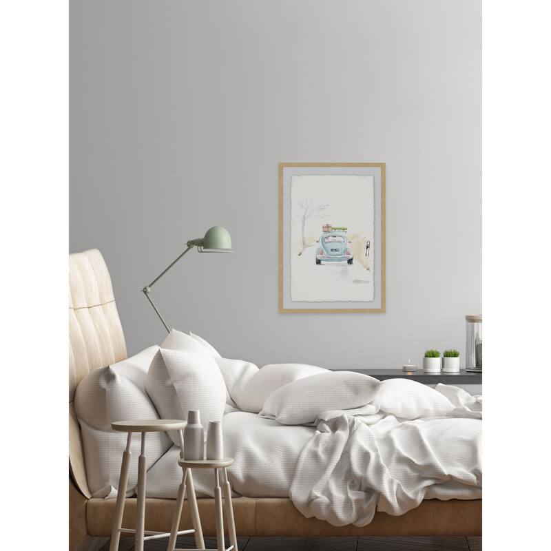 'Blue Bug Trip' Framed Painting Print - Multi-Color