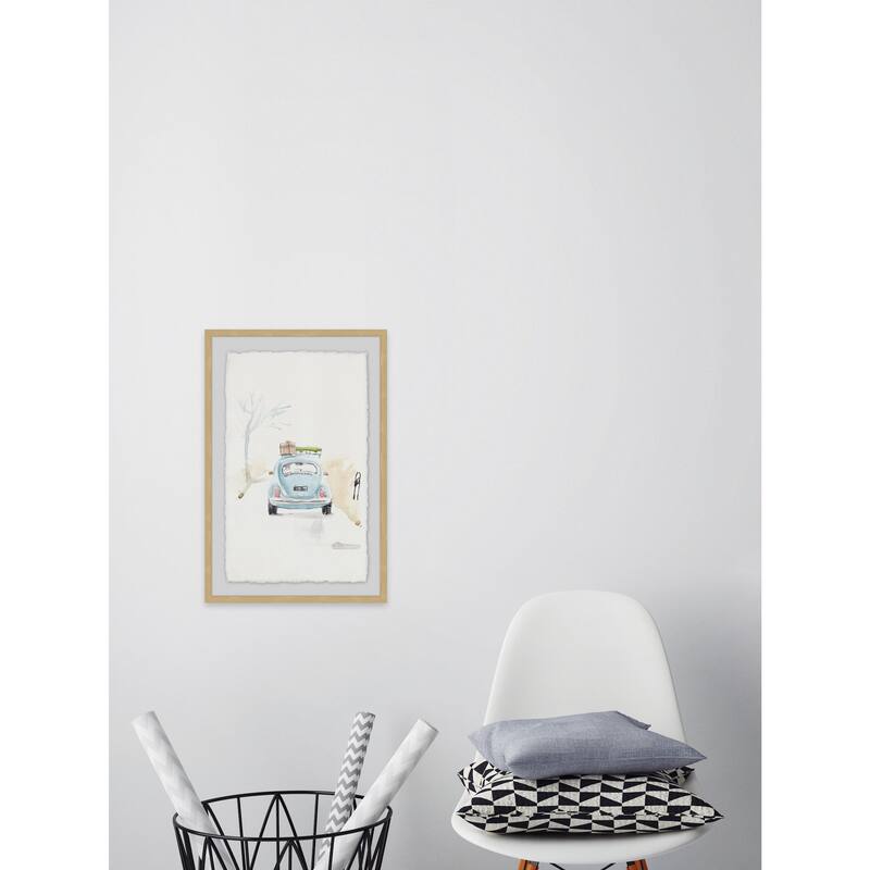 'Blue Bug Trip' Framed Painting Print - Multi-Color