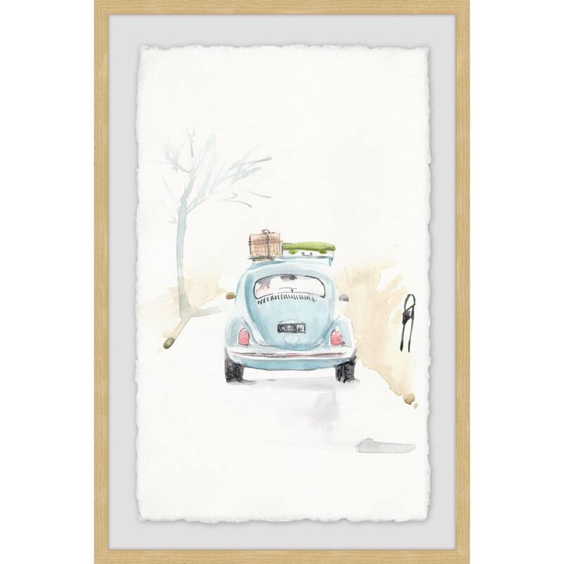 'Blue Bug Trip' Framed Painting Print - Multi-Color