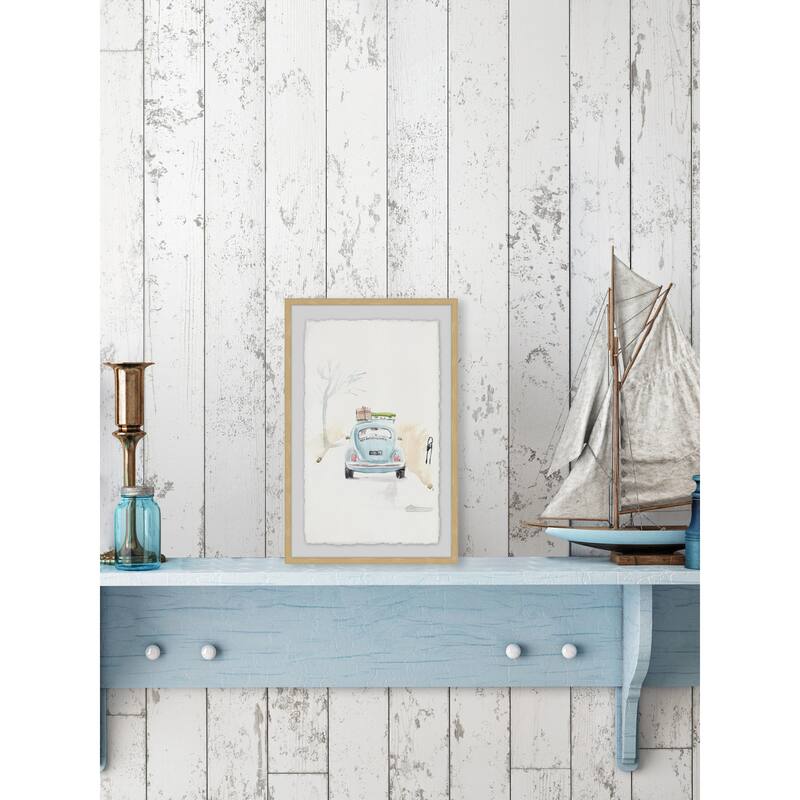 'Blue Bug Trip' Framed Painting Print - Multi-Color