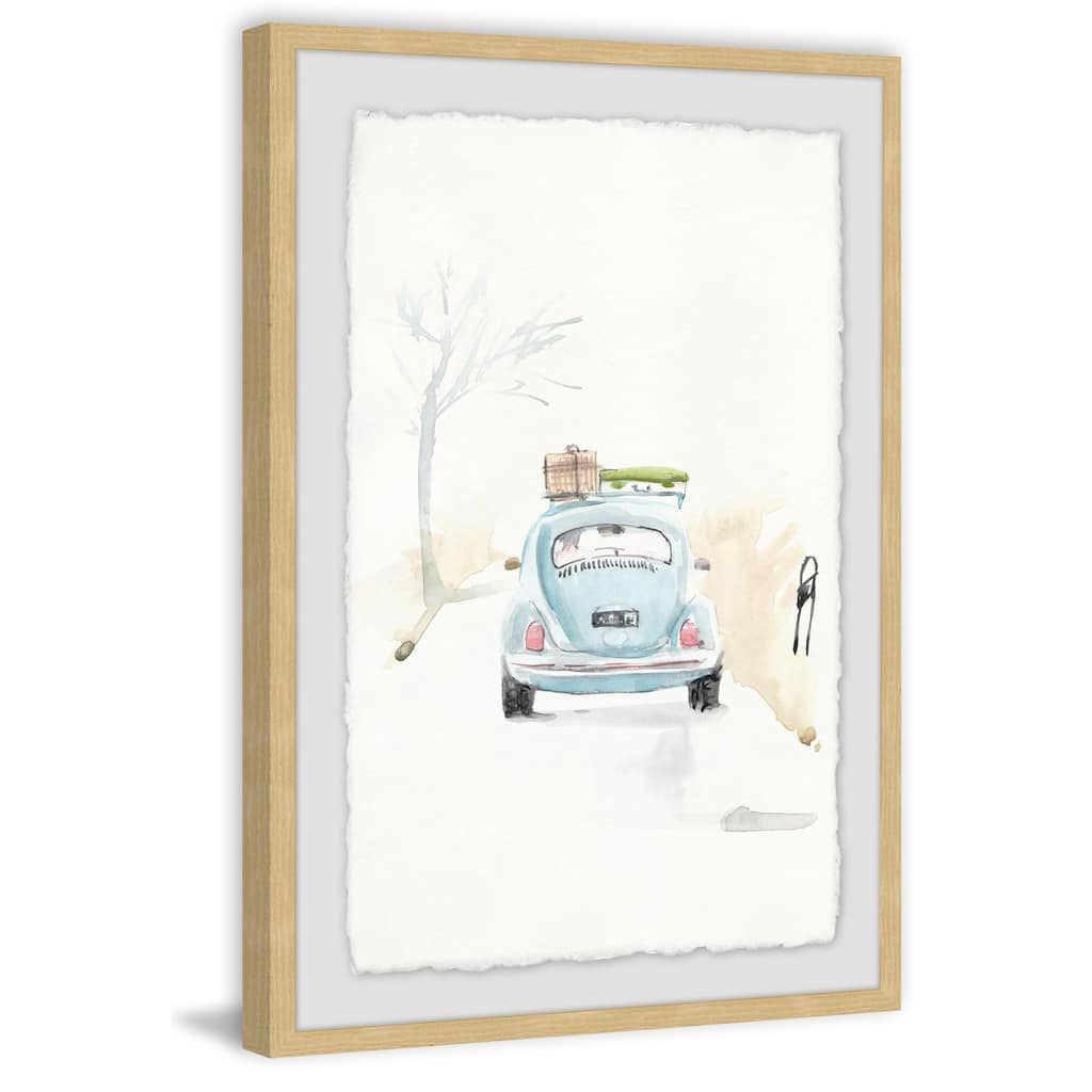 'Blue Bug Trip' Framed Painting Print - Multi-Color