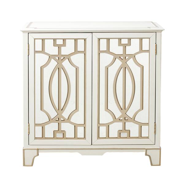 Shop Mirrored With Gold Finish Wood Overlay Accent Chest Free