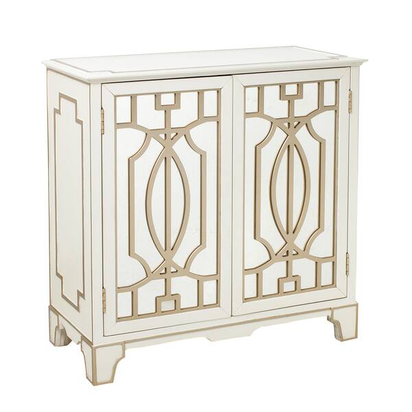 Shop Mirrored With Gold Finish Wood Overlay Accent Chest Free