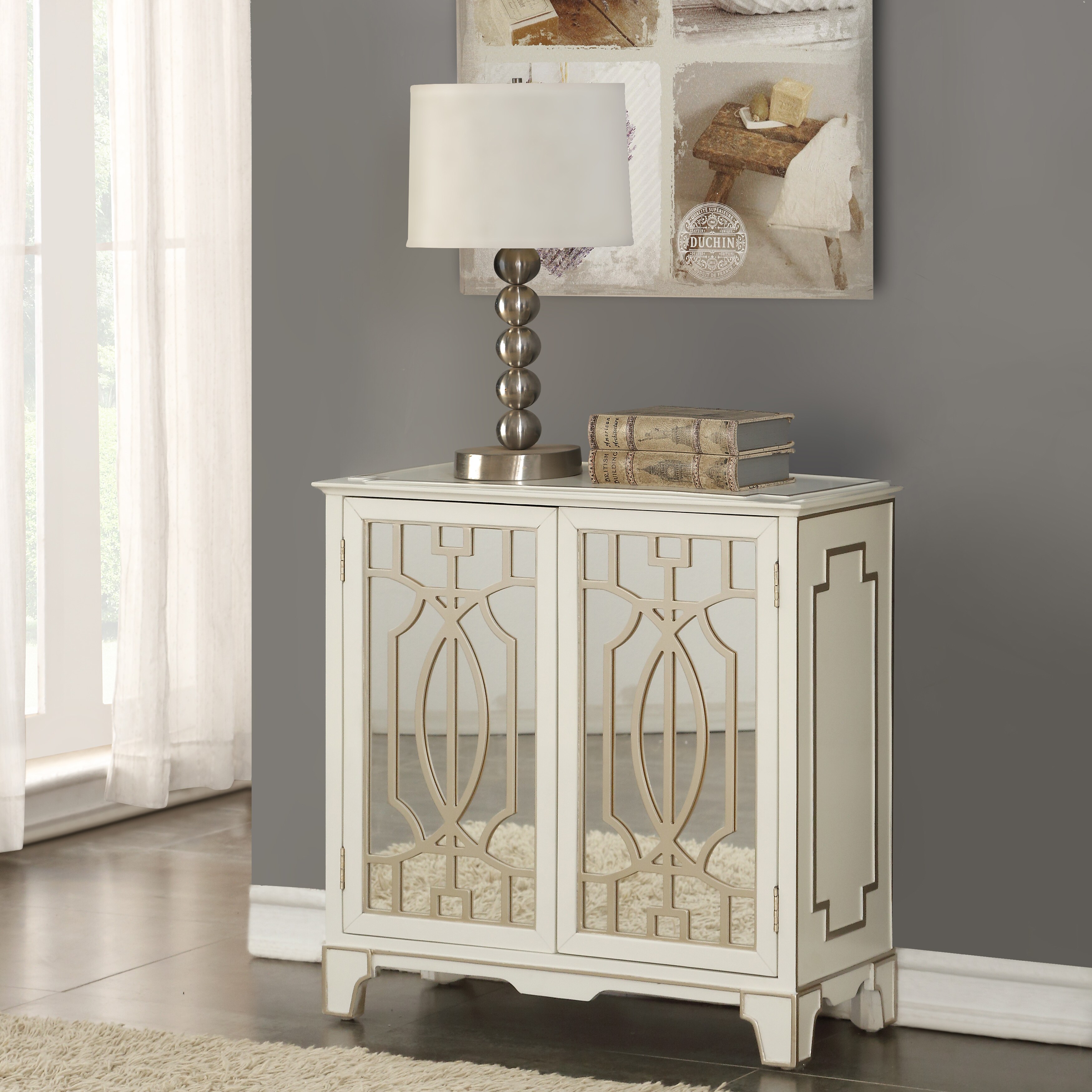 Shop Mirrored With Gold Finish Wood Overlay Accent Chest Free