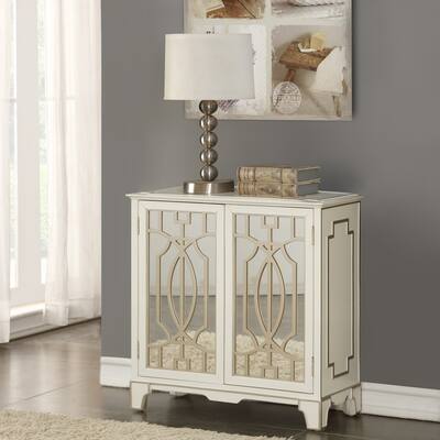 Mirrored with Gold Finish Wood Overlay Accent Chest