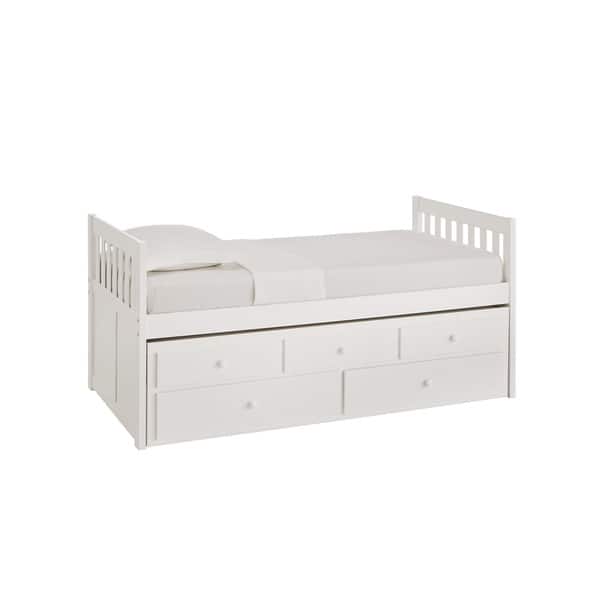 Shop Hunter Twin White Wood Captains Bed With Trundle By Inspire Q