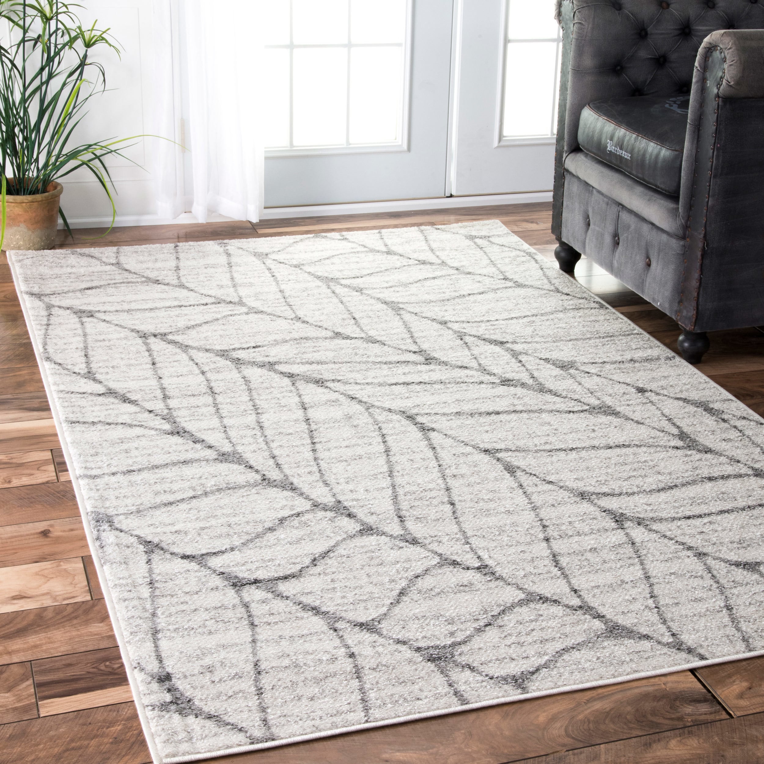 Nuloom Contemporary Granite Abstract Leaves Grey Accent Rug 2 X 3 Nuloom Contemporary Granite Abstract Leaves Grey Accent Rug 2 X27