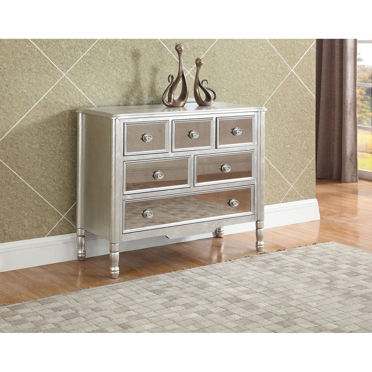 Shop Best Master Furniture Campagne Gold Mirrored Console Cabinet