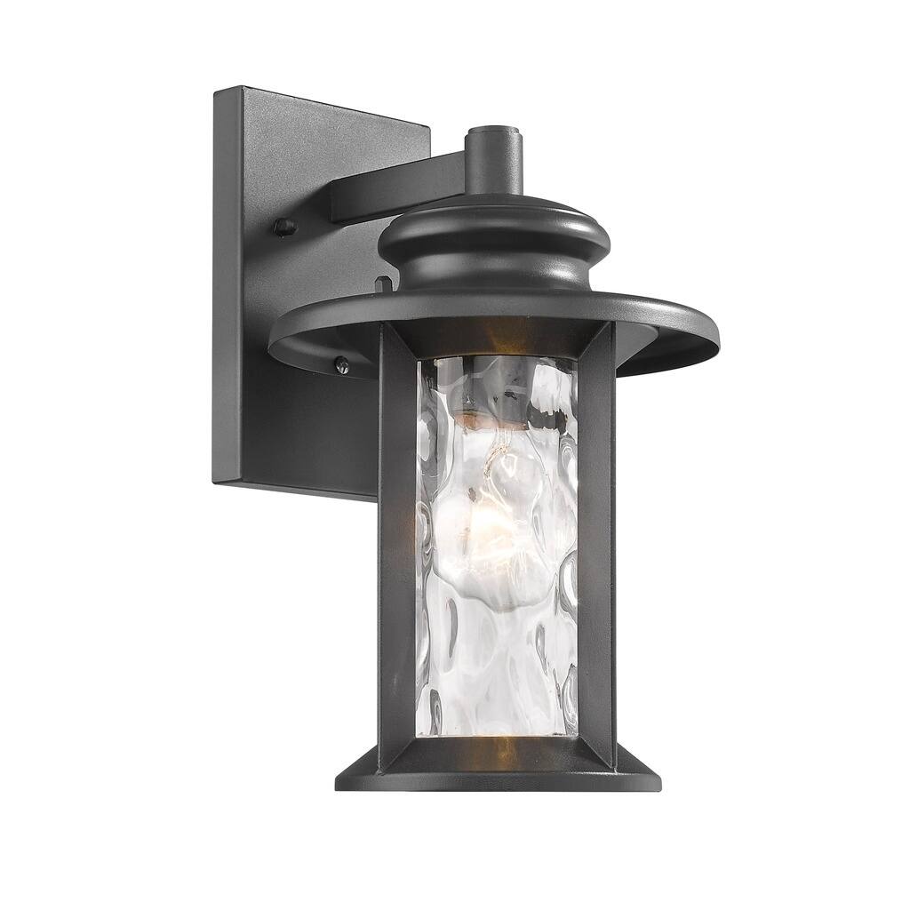 Transitional 1-light Textured Black Outdoor Wall Sconce
