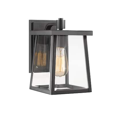 Transitional 1-light Textured Black Outdoor Wall Sconce