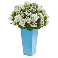 Geranium Artificial Plant In Turquoise Planter Uv Resistant (indoor 