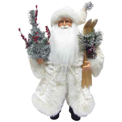 15" Winter White Santa Figurine